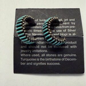 Authentic Indian Handmade Turquoise and Silver Earrings